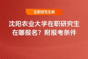 沈陽農業大學在職研究生在哪報名？附報考條件