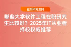 哪些大學軟件工程在職研究生比較好？2025年IT從業者擇校權威推薦