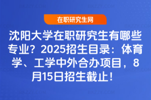 沈陽(yáng)大學(xué)在職研究生有哪些專(zhuān)業(yè)？2025招生目錄：體育學(xué)、電氣中外合辦項(xiàng)目，8月15日招生截止！
