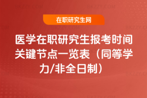 醫學在職研究生報考時間2026年關鍵節點一覽表（同等學力/非全日制）