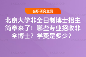 北京大學非全日制博士招生簡章來了！哪些專業招收非全博士？學費是多少？